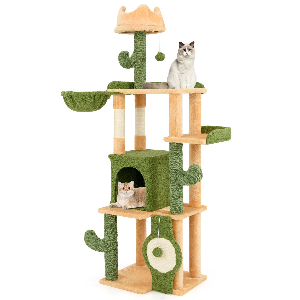 160cm Multi-level Cactus Cat Tree with Sisal Scratching Posts