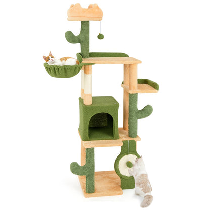 160cm Multi-level Cactus Cat Tree with Sisal Scratching Posts