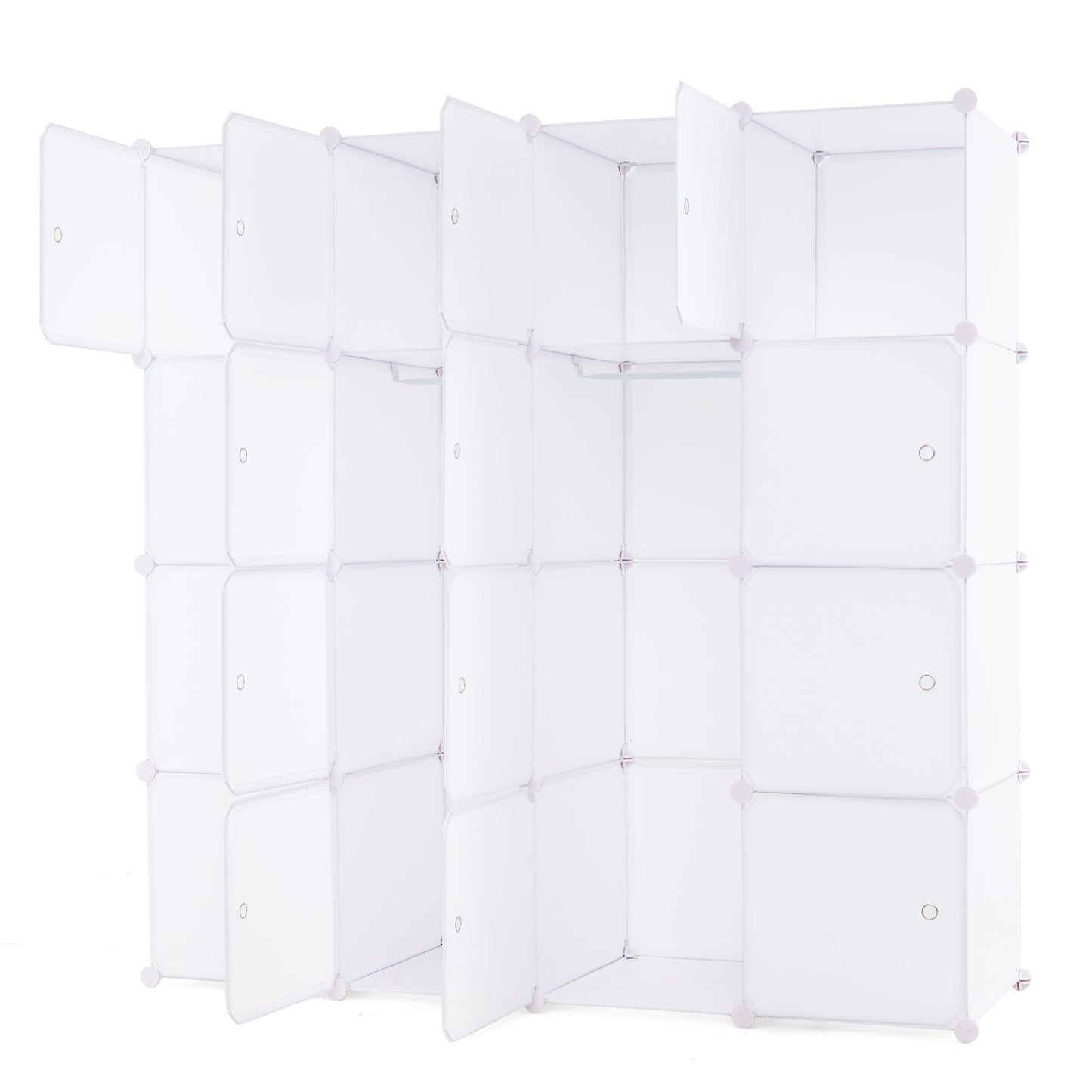 16-Cube Storage Organizer Portable Wardrobe Closet Modular Cabinet-White