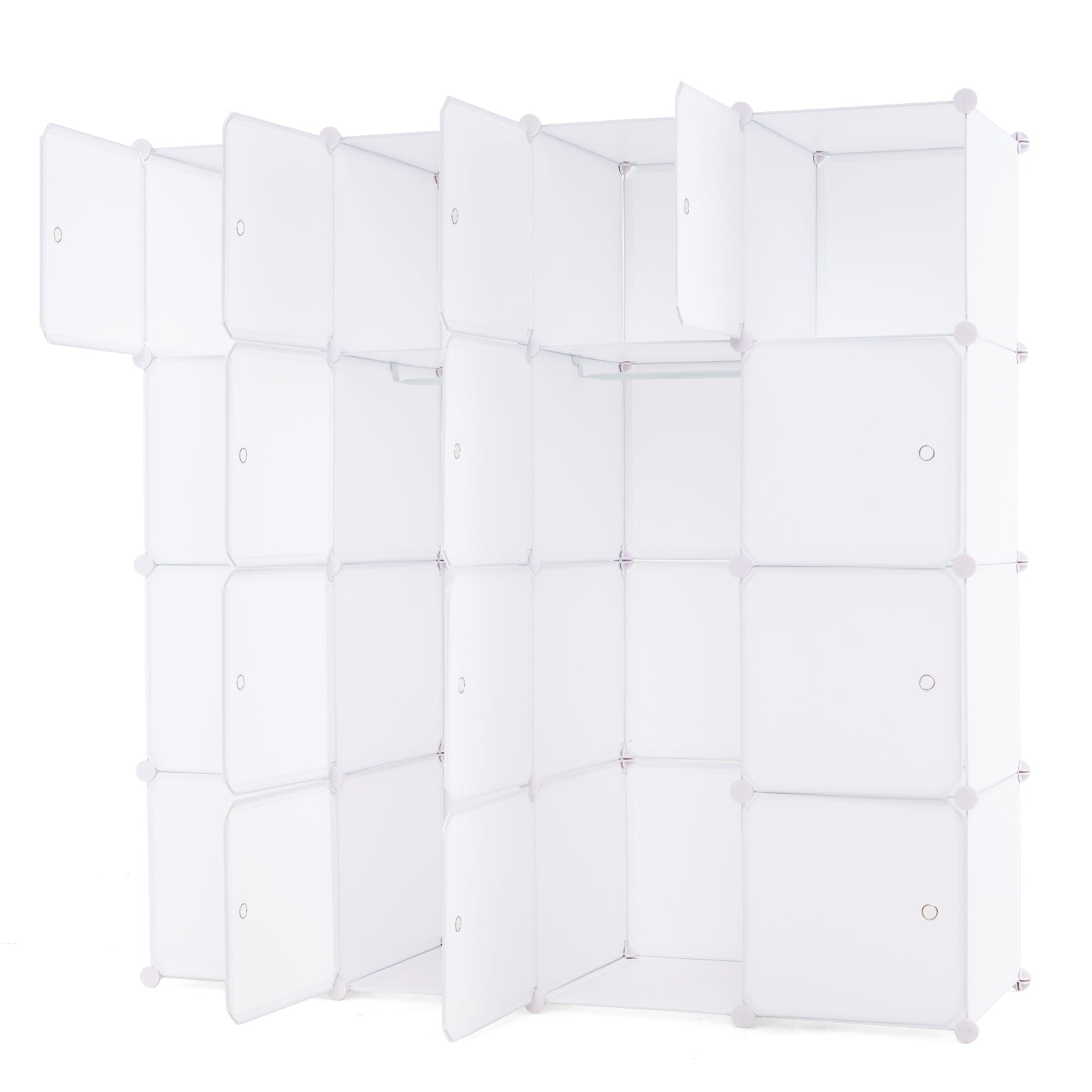 16-Cube Storage Organizer Portable Wardrobe Closet Modular Cabinet-White