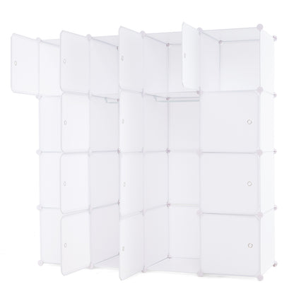 16-Cube Storage Organizer Portable Wardrobe Closet Modular Cabinet-White