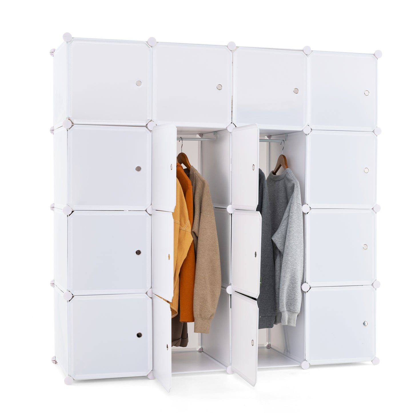 16-Cube Storage Organizer Portable Wardrobe Closet Modular Cabinet-White