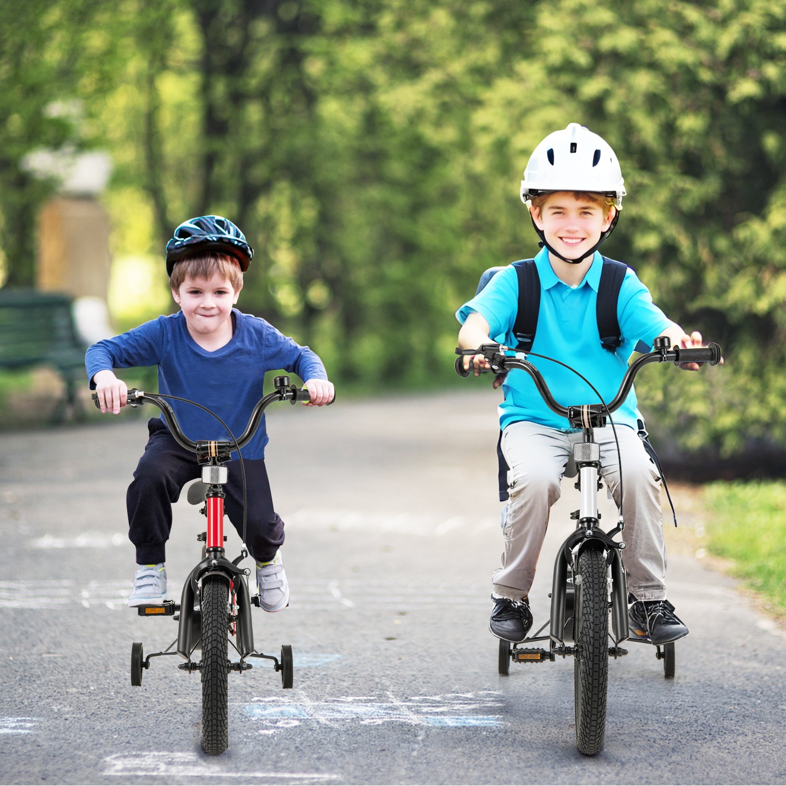 16 Inch Kids Bike Adjustable with Removable Training Wheels for Aged 4-7-White