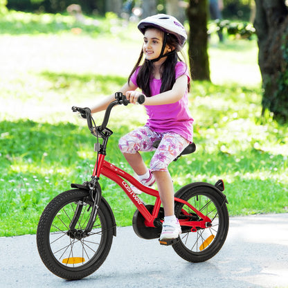 16 Inch Kids Bike Adjustable with Removable Training Wheels for Aged 4-7-Red