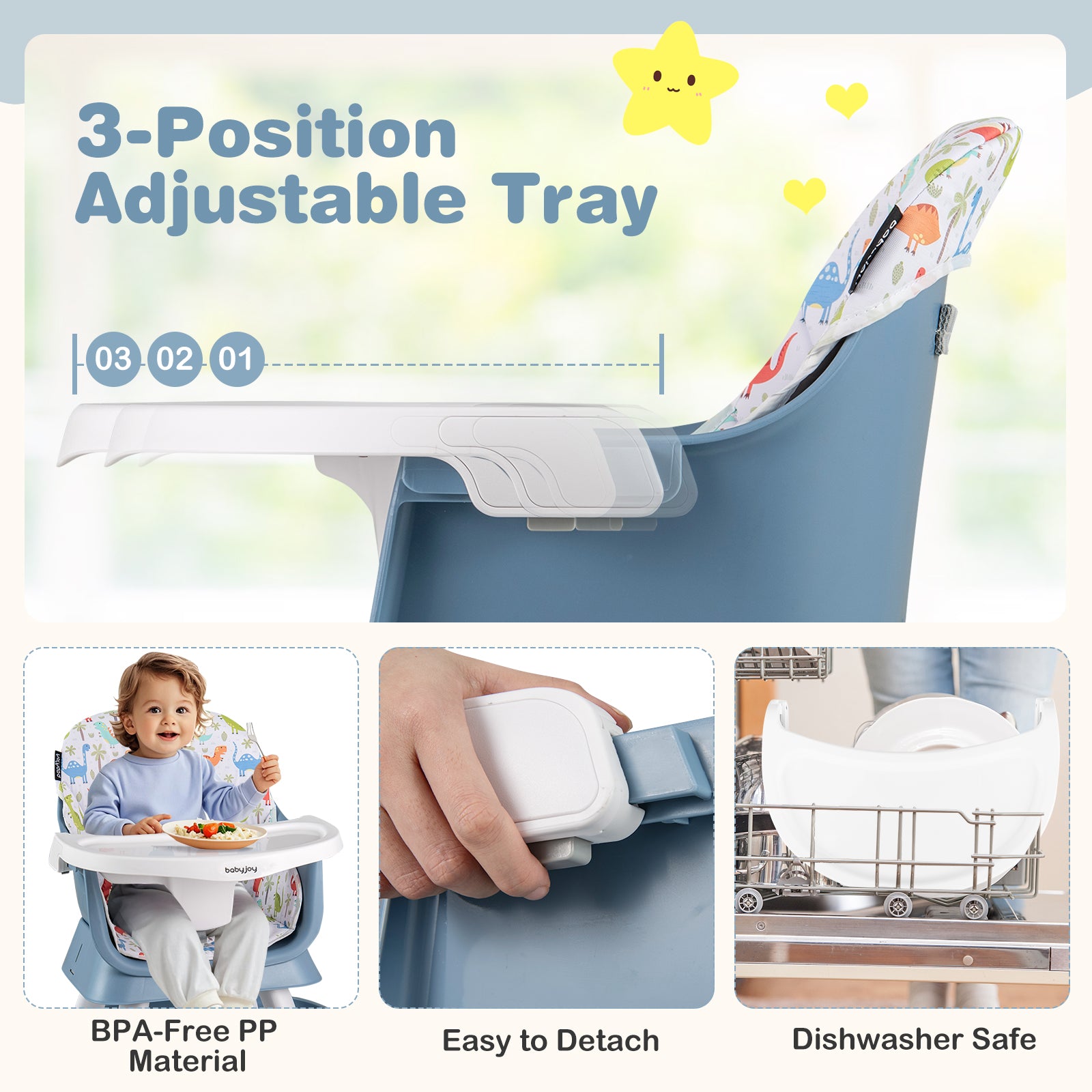 16-in-1 Convertible Baby High Chair for Babies and Toddlers-Blue
