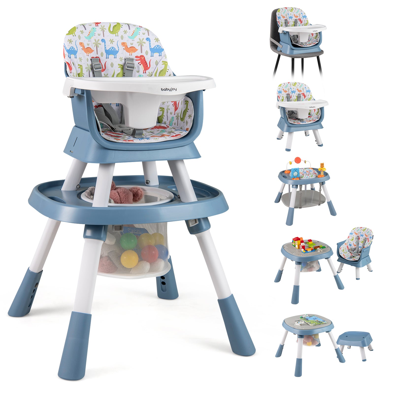 16-in-1 Convertible Baby High Chair for Babies and Toddlers-Blue