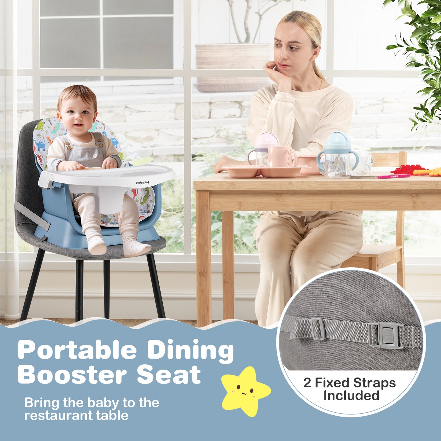 16-in-1 Convertible Baby High Chair for Babies and Toddlers-Blue
