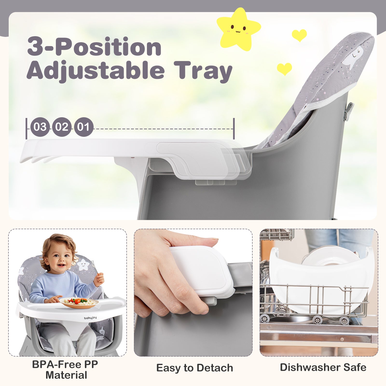 16-in-1 Convertible Baby High Chair for Babies and Toddlers-Grey