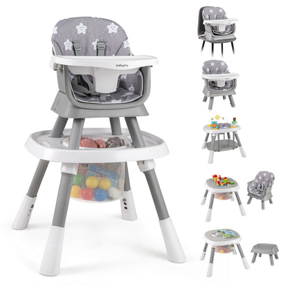 16-in-1 Convertible Baby High Chair for Babies and Toddlers-Grey