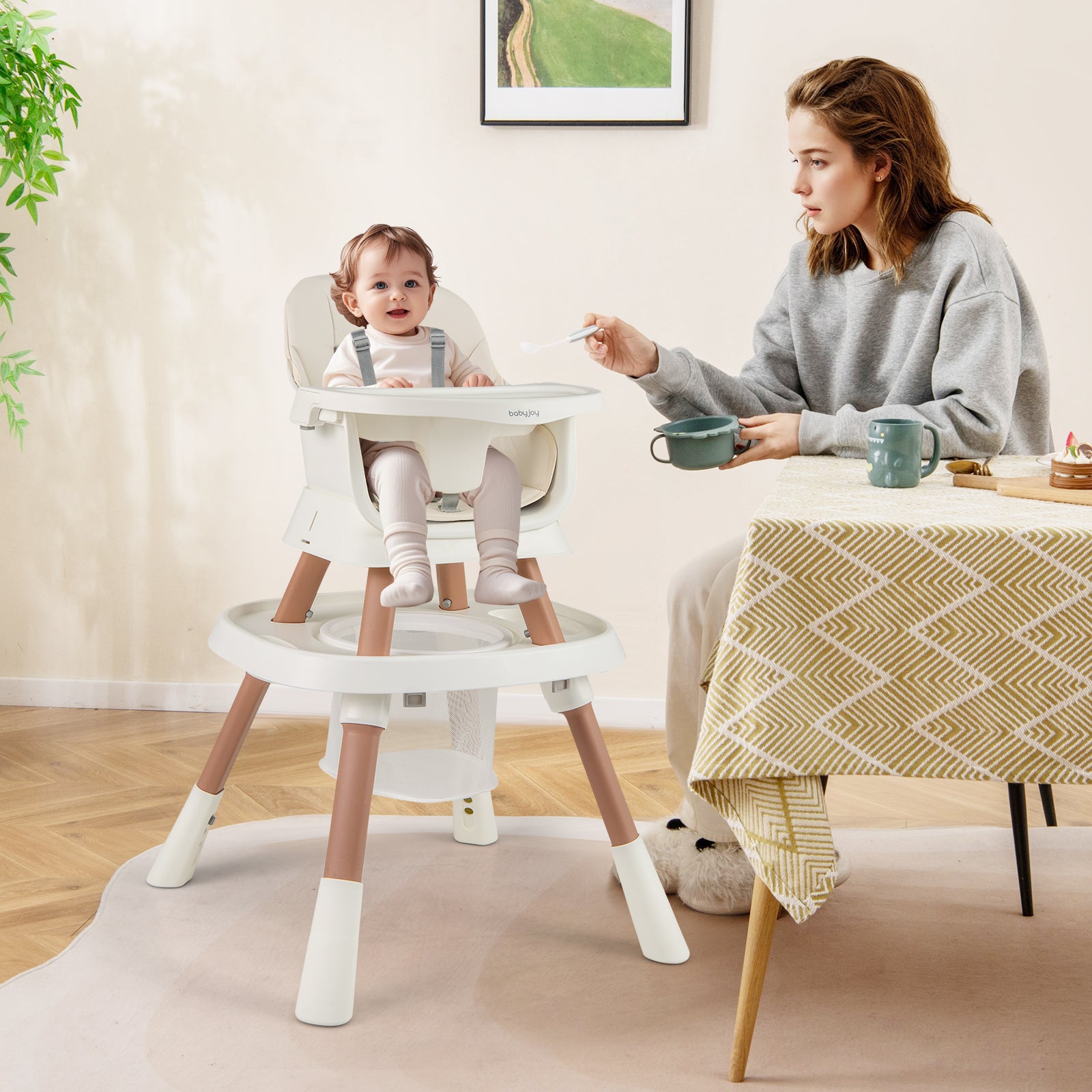 16-in-1 Convertible Baby High Chair for Babies and Toddlers-White