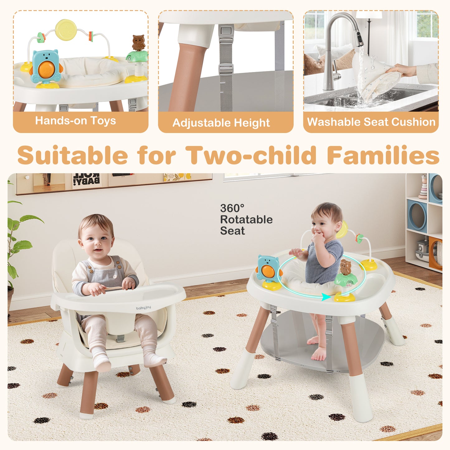16-in-1 Convertible Baby High Chair for Babies and Toddlers-White