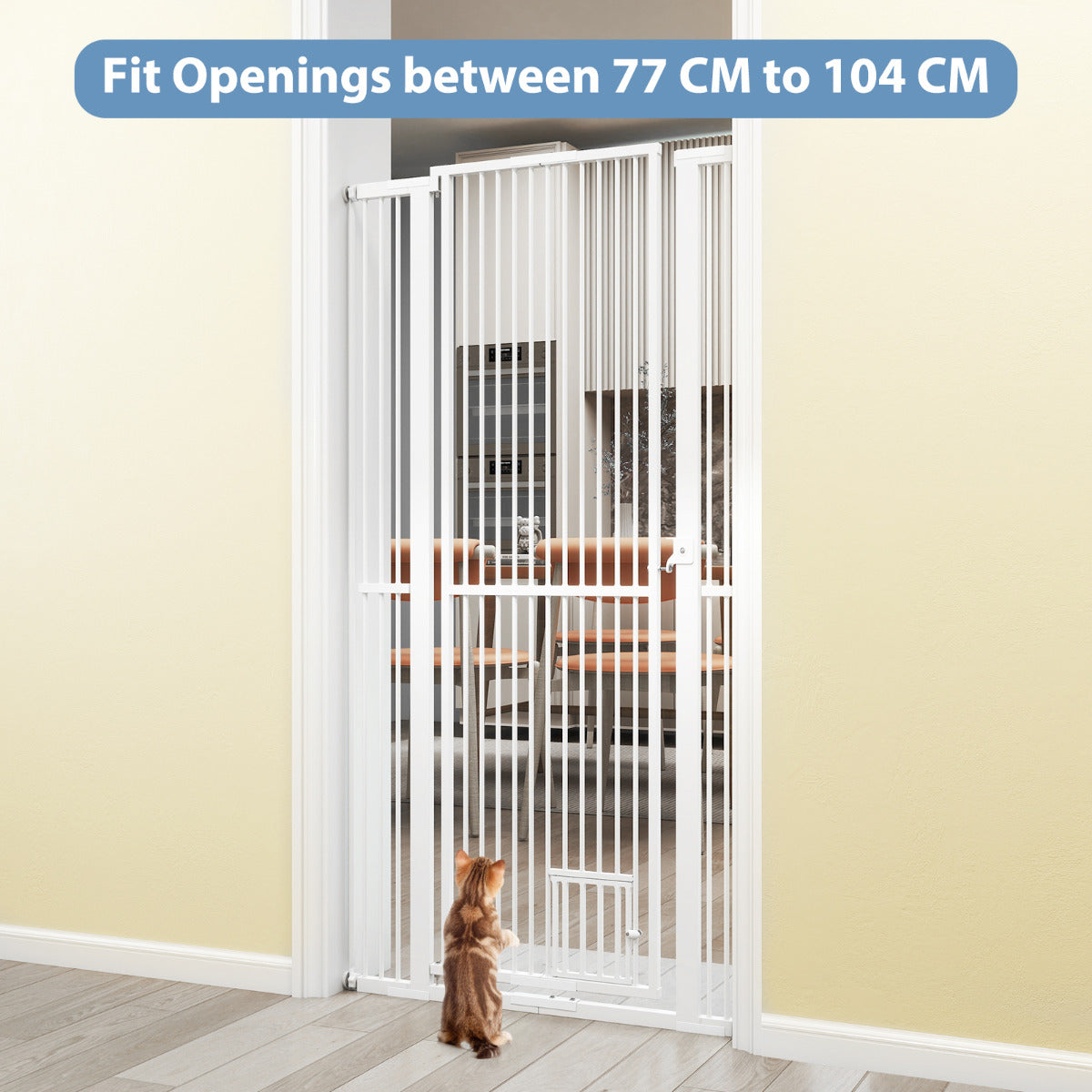 171 cm Extra Tall Pet Gate with 77 cm-104 cm Wide Opening-White
