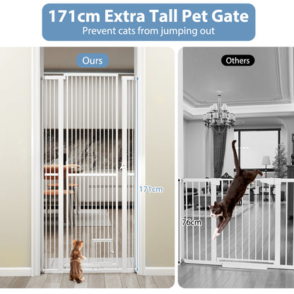 171 cm Extra Tall Pet Gate with 77 cm-104 cm Wide Opening-White