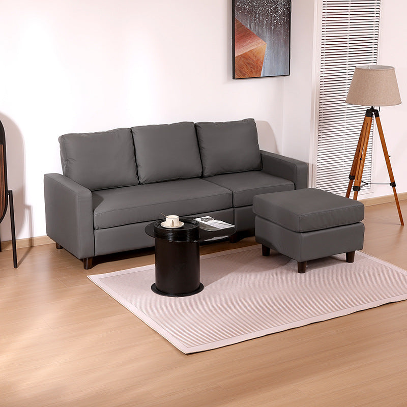 Modern 3-Seater Grey Sofa with Chaise - 1.95 x 1.46 m, Fabric Upholstery