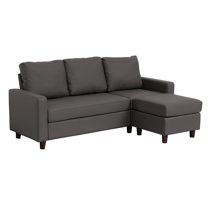 Modern 3-Seater Grey Sofa with Chaise - 1.95 x 1.46 m, Fabric Upholstery