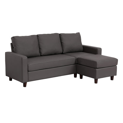 Modern 3-Seater Grey Sofa with Chaise - 1.95 x 1.46 m, Fabric Upholstery