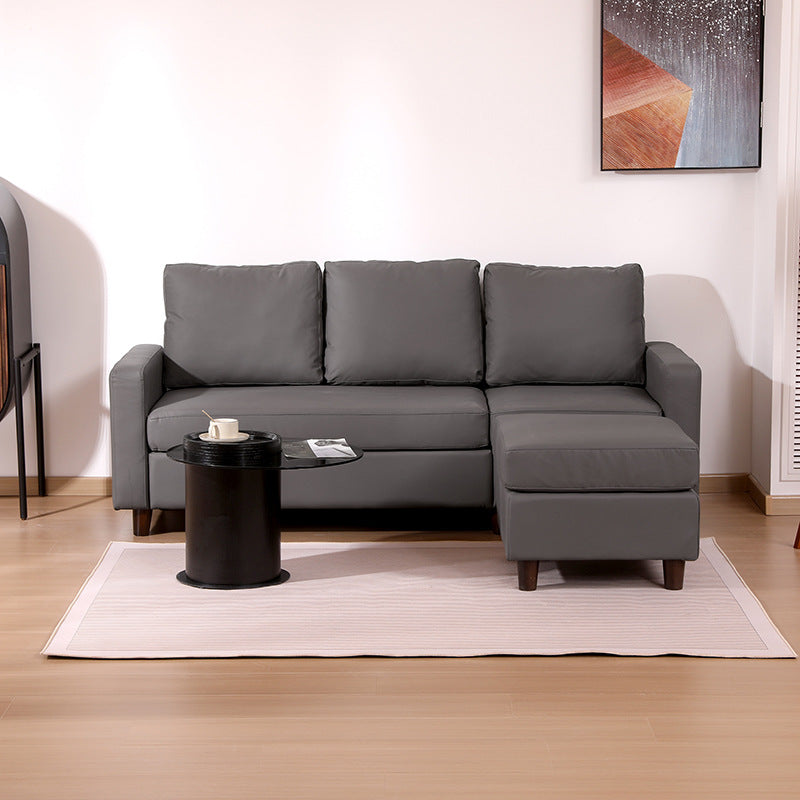 Modern 3-Seater Grey Sofa with Chaise - 1.95 x 1.46 m, Fabric Upholstery
