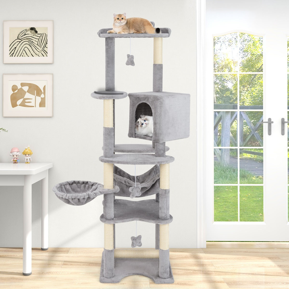 176cm Tall Multi-level Cat Tree Cat Tower with Top Perch