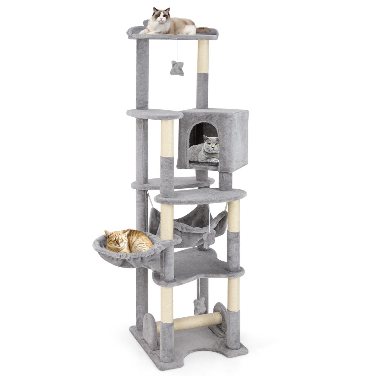 176cm Tall Multi-level Cat Tree Cat Tower with Top Perch