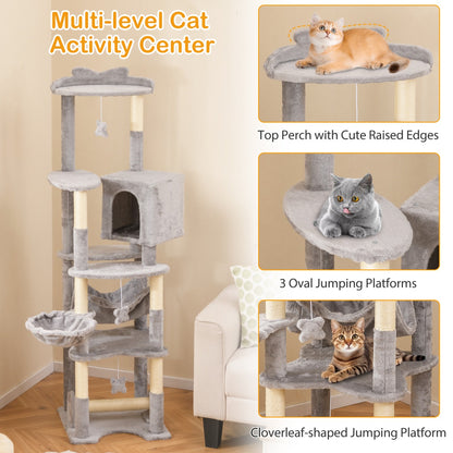 176cm Tall Multi-level Cat Tree Cat Tower with Top Perch