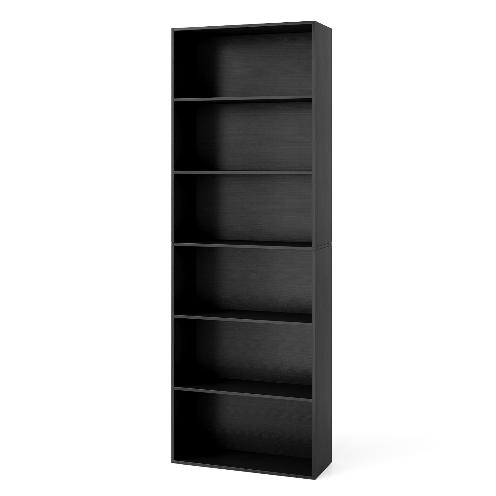 6-Tier Open Bookcase 178 cm Tall Floor Standing Book Storage Organizer-Black