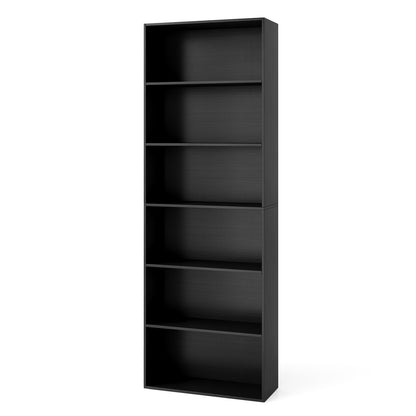 6-Tier Open Bookcase 178 cm Tall Floor Standing Book Storage Organizer-Black