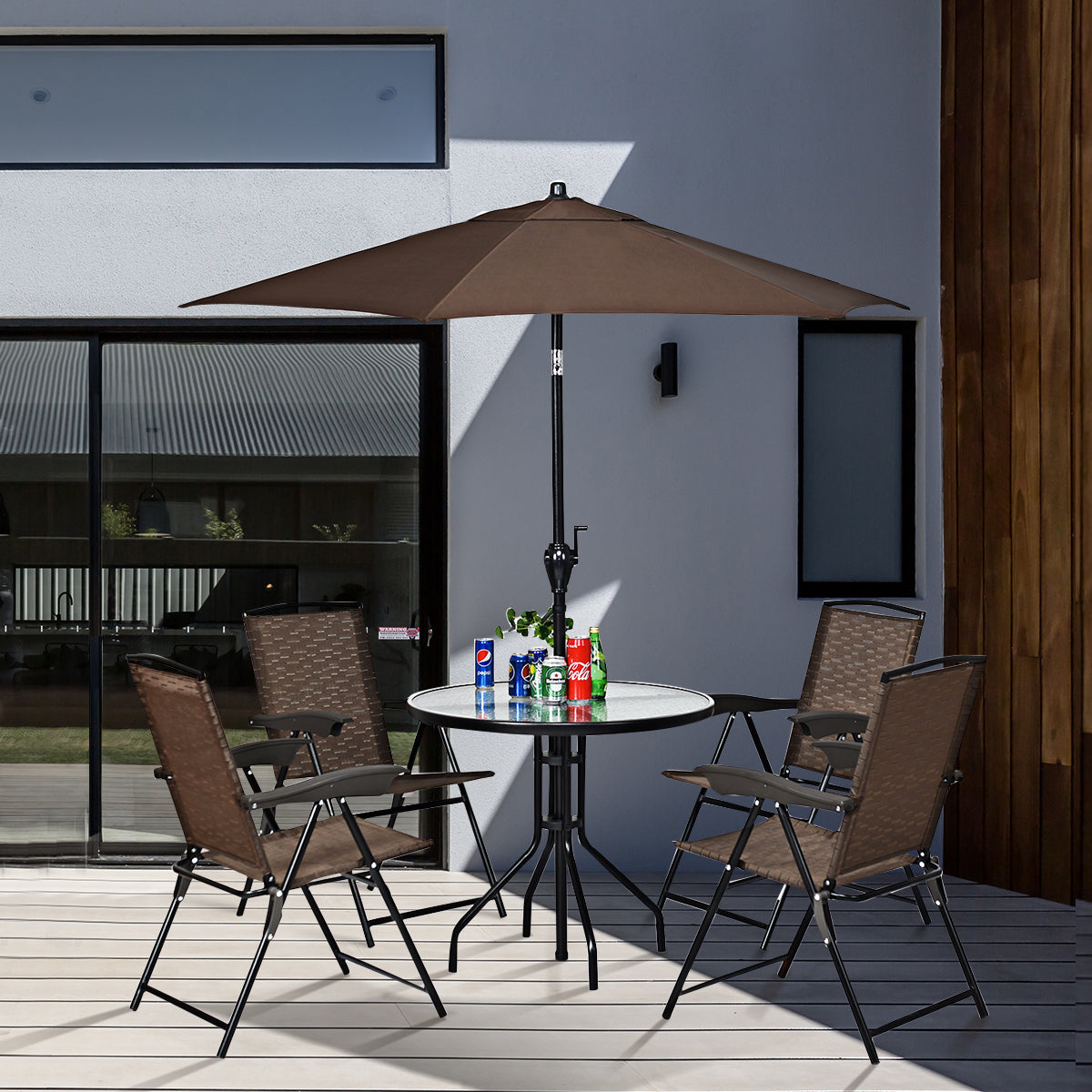 High backrest and ergonomic armrests provide supportive comfort during outdoor leisure