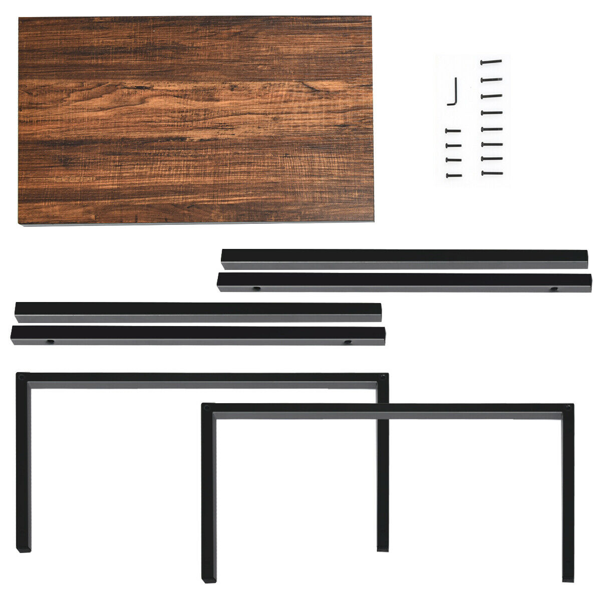 Costway Industrial Styled C Shaped Side, End Table-Brown