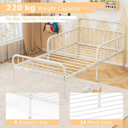 Costway Extendable Metal Daybed with Trundle for Adults-White