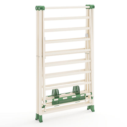 180cm Foldable Metal Laundry Drying Rack with Height Adjustable Wings-Beige