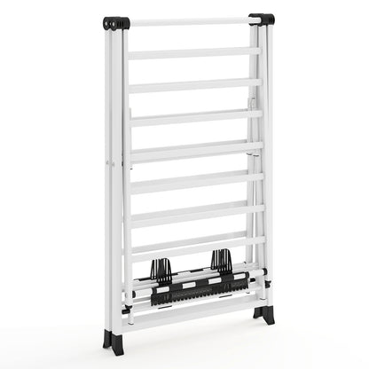 180cm Foldable Metal Laundry Drying Rack with Height Adjustable Wings-White