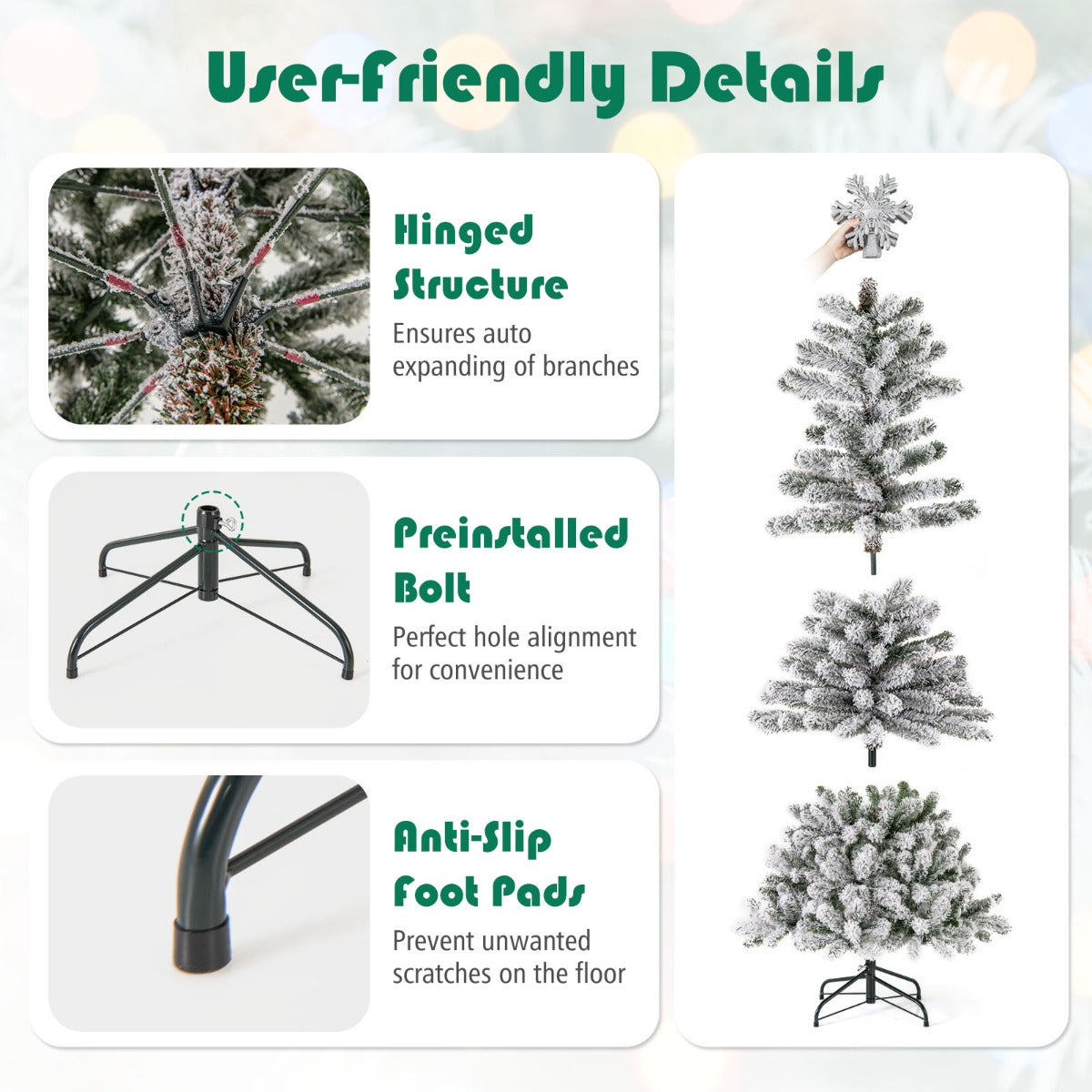 Compact two or three-section design supports convenient seasonal storage after the holidays