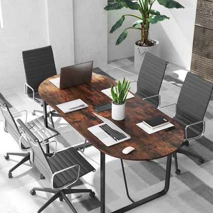 180 cm Conference Table with Sturdy Metal Legs-Rustic Brown