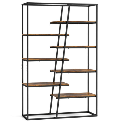 180 cm Tall Bookshelf with Heavy-duty Metal Frame-Rustic Brown