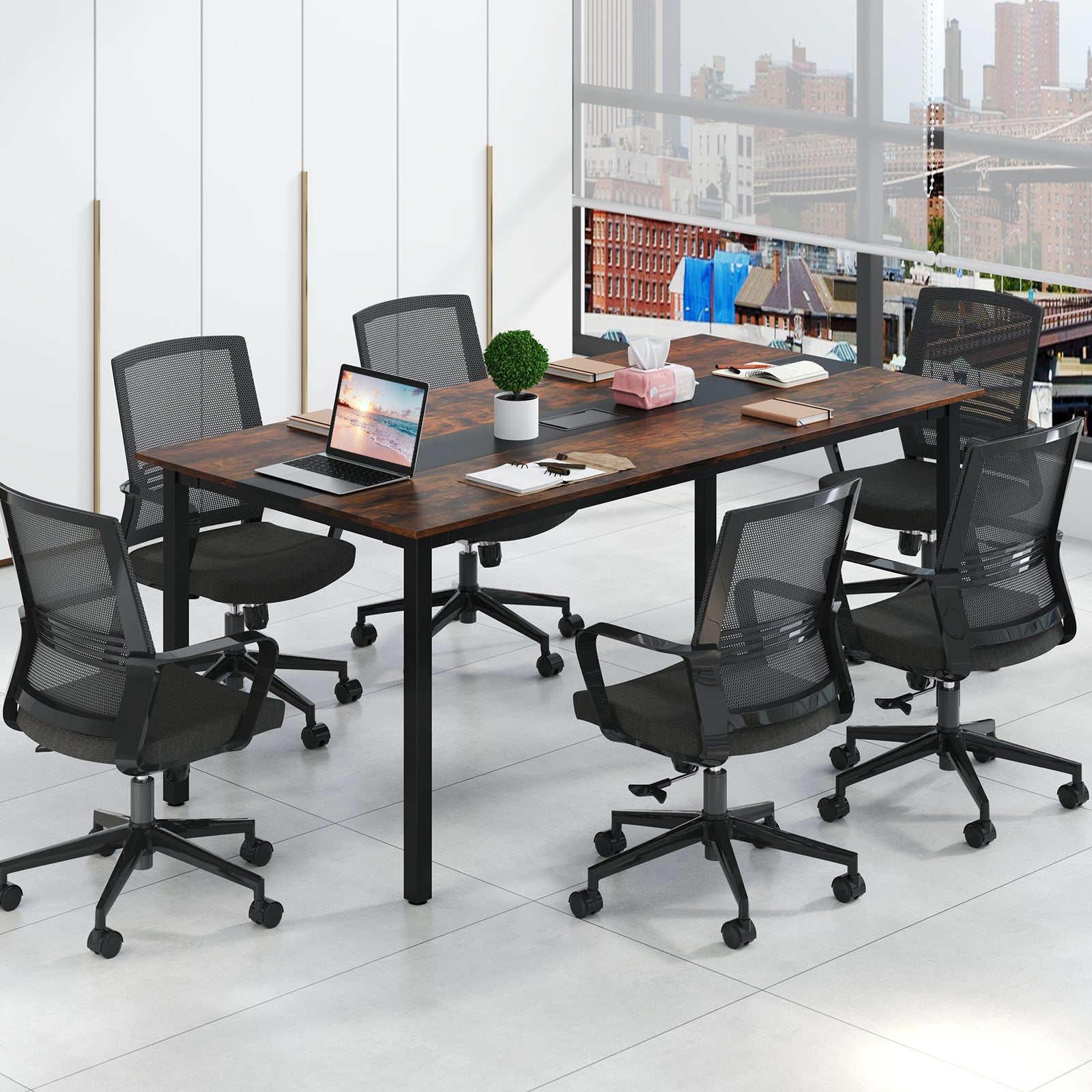 180cm Rectangle Conference Room Table Seats 8-10 People for Office