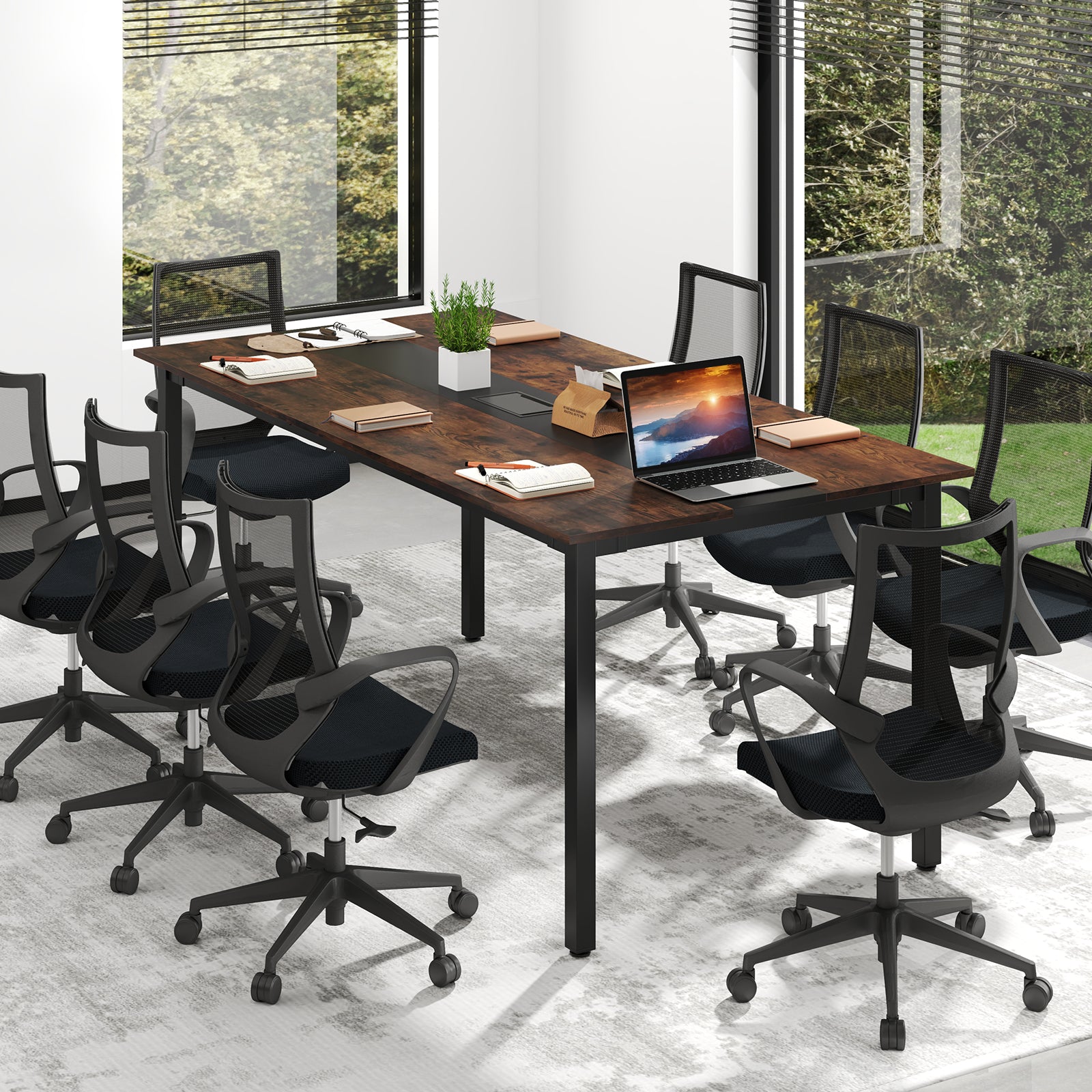 180cm Rectangle Conference Room Table Seats 8-10 People for Office