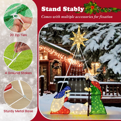 180CM Lighted Nativity Scene with 240 LED Lights and Ground Stakes