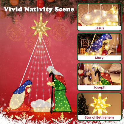 180CM Lighted Nativity Scene with 240 LED Lights and Ground Stakes