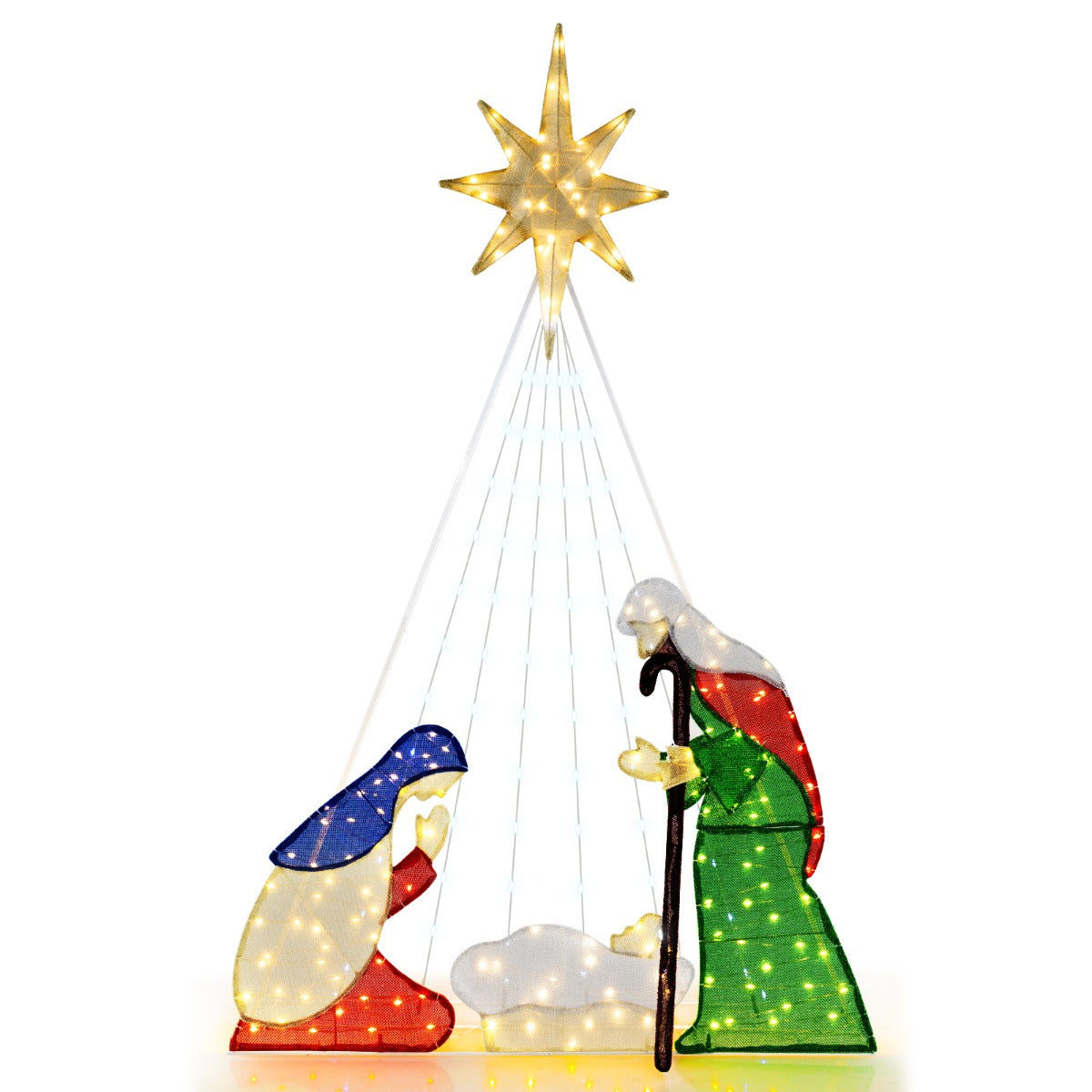 180CM Lighted Nativity Scene with 240 LED Lights and Ground Stakes