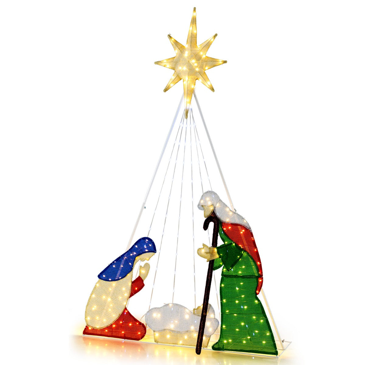 180CM Lighted Nativity Scene with 240 LED Lights and Ground Stakes