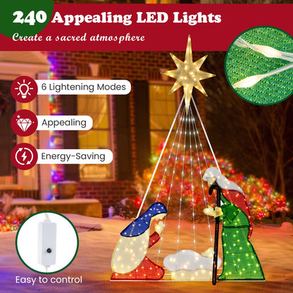 180CM Lighted Nativity Scene with 240 LED Lights and Ground Stakes