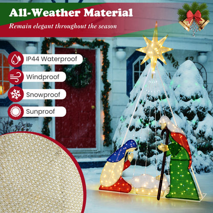 180CM Lighted Nativity Scene with 240 LED Lights and Ground Stakes