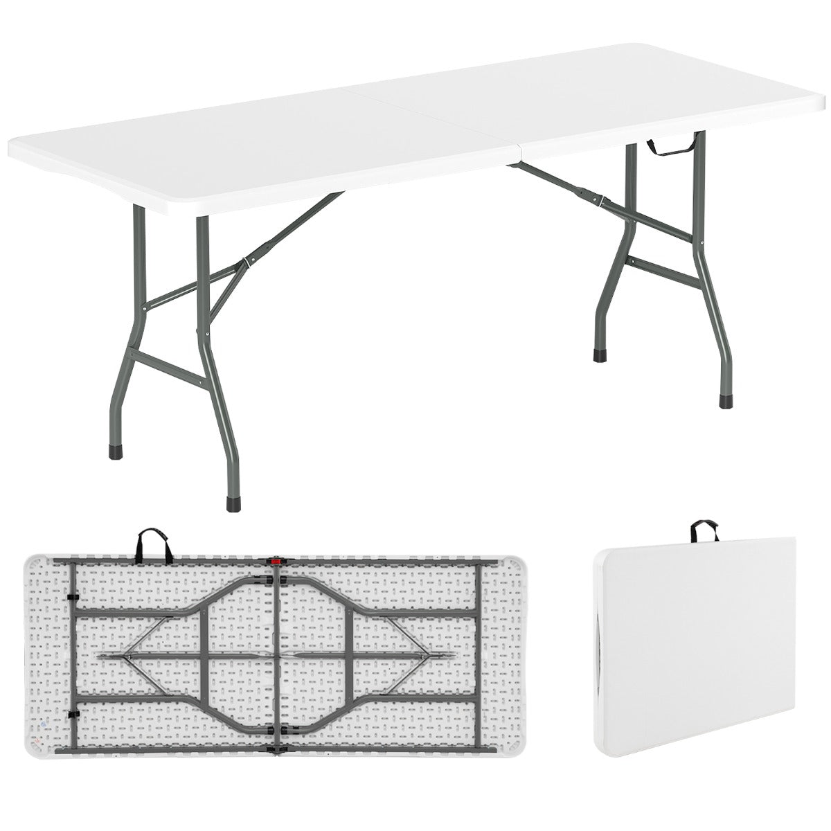 Costway 180cm Outdoor Portable Folding Table with Safe Lock Mechanism ...