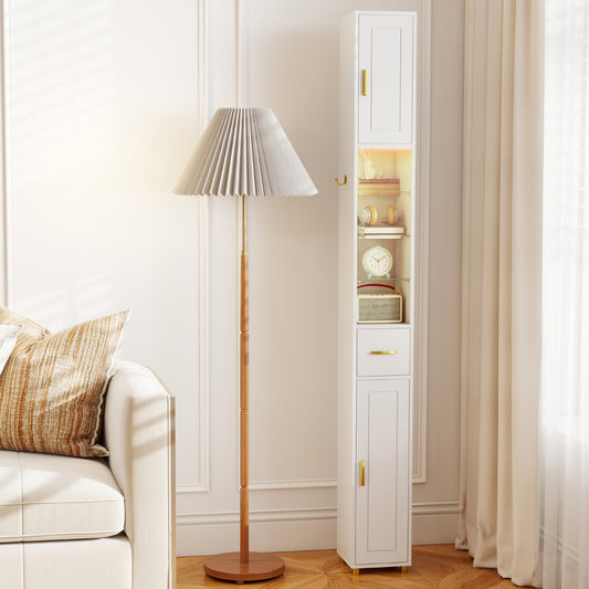 181 cm Tall Bathroom Cabinet with 3 Doors and Adjustable Shelves-White