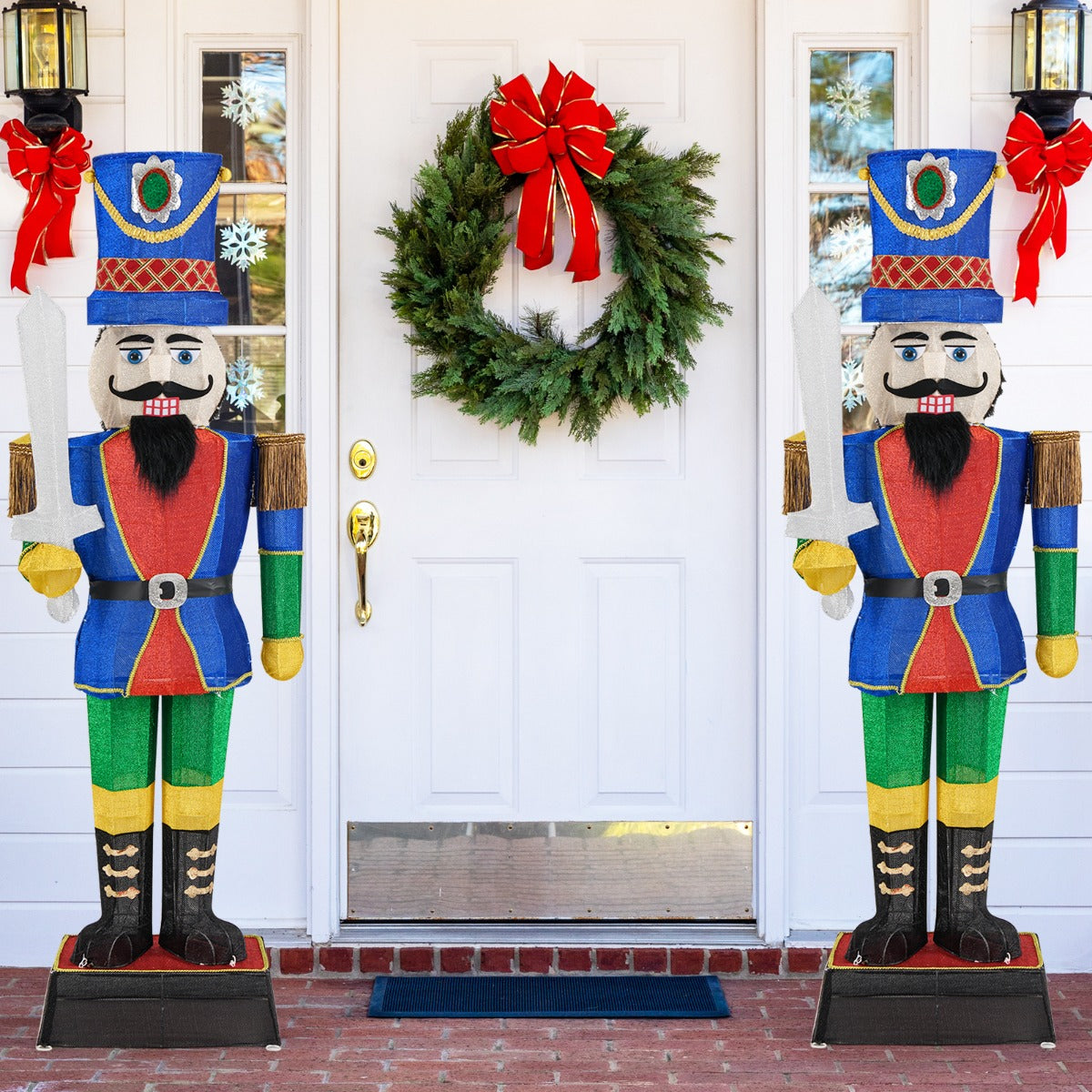 Costway 184 CM Pre-Lit Nutcracker with Sword and 110 LED Lights