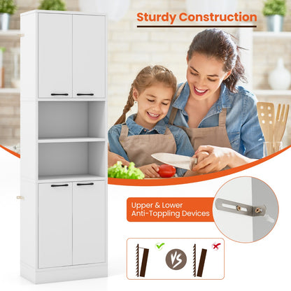 190 CM Tall Freestanding Kitchen Pantry Cabinet-White