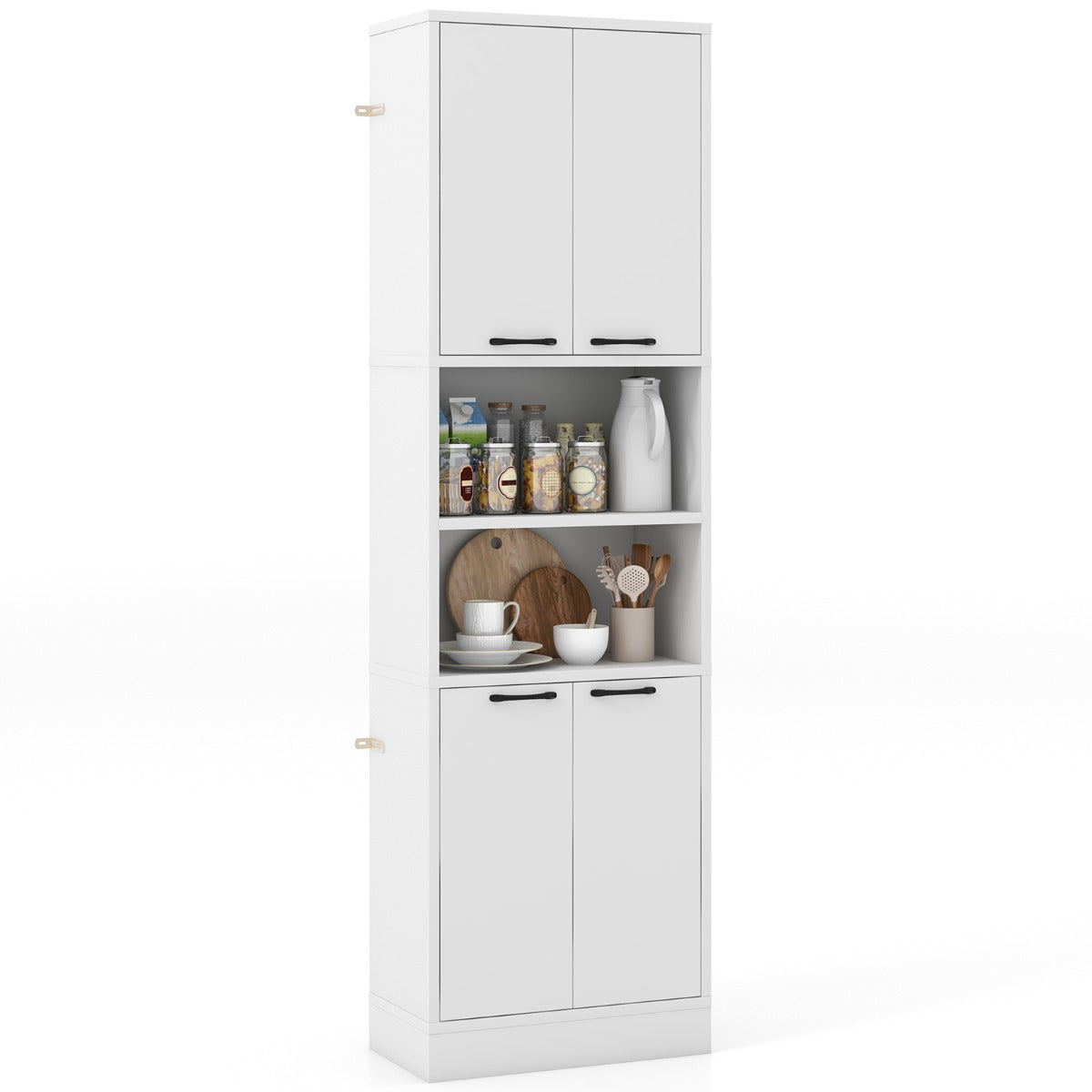190 CM Tall Freestanding Kitchen Pantry Cabinet-White