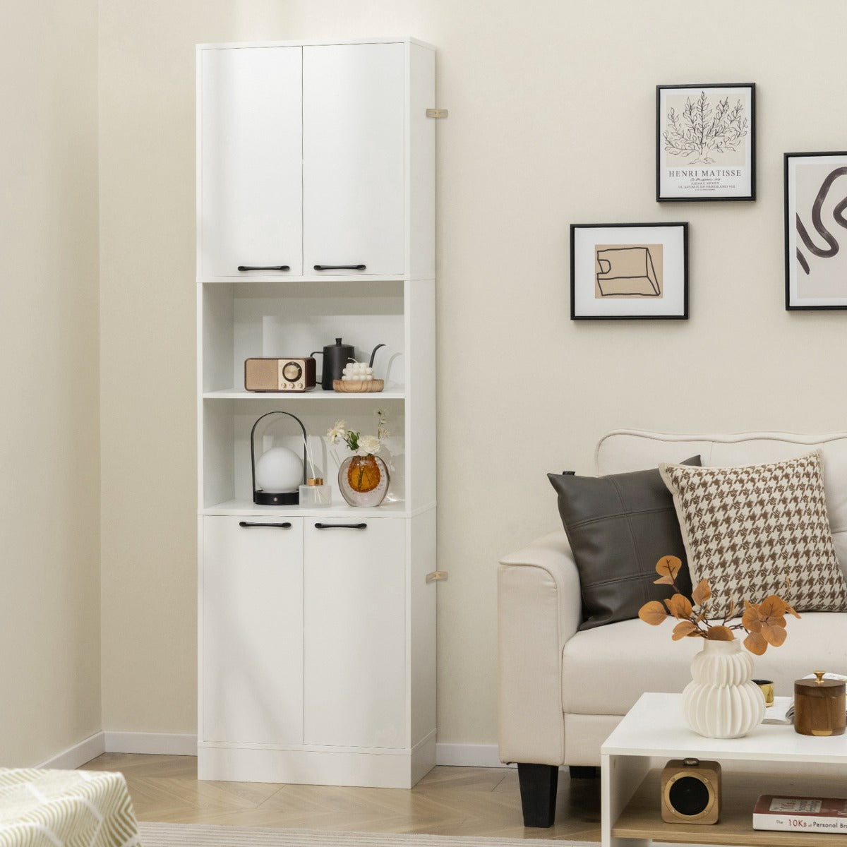 190 CM Tall Freestanding Kitchen Pantry Cabinet-White
