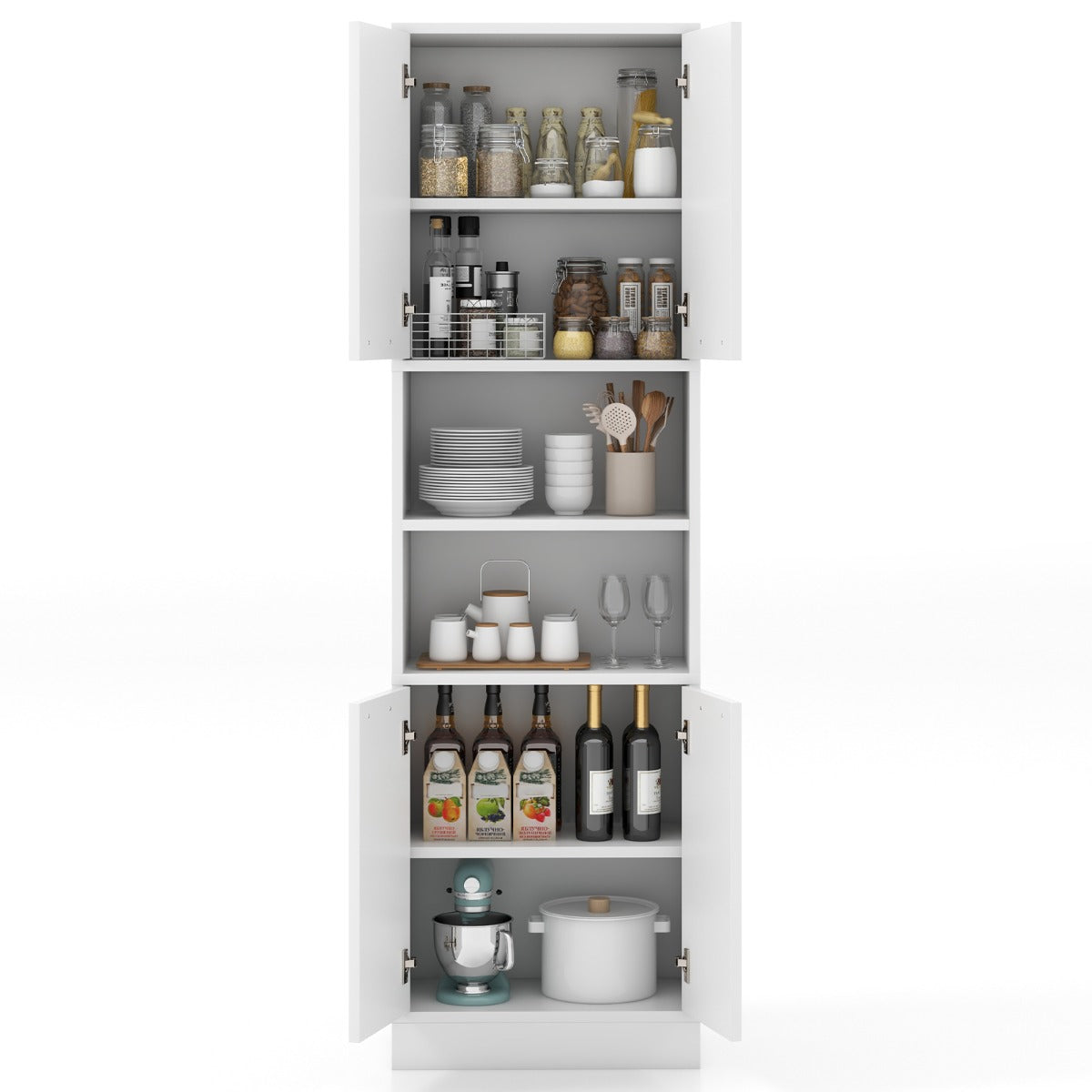 190 CM Tall Freestanding Kitchen Pantry Cabinet-White