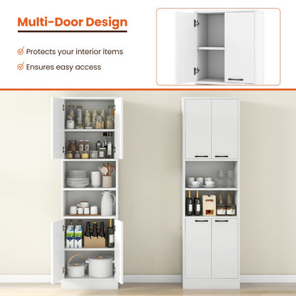 190 CM Tall Freestanding Kitchen Pantry Cabinet-White